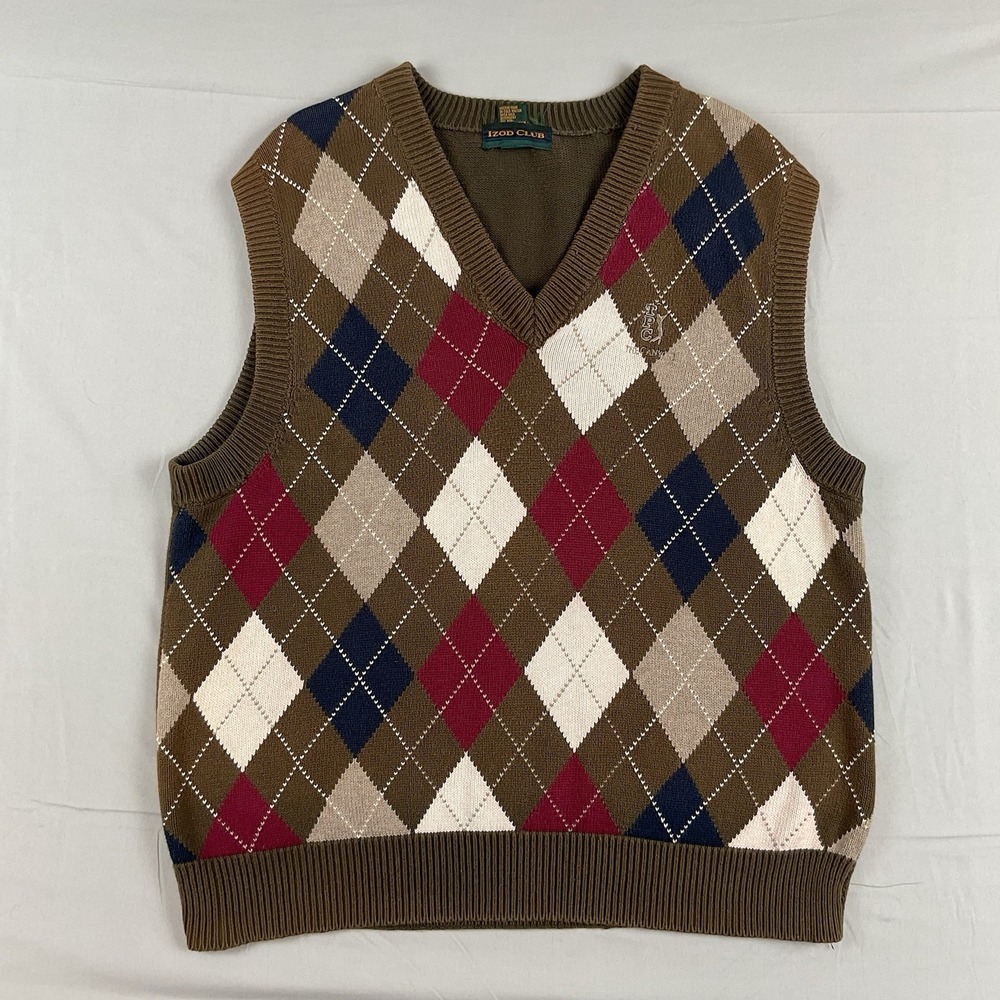 Izod Argyle Sweater‎ Vest Golf TPC Canyon Preppy Ivy League Academia 90s Y2K